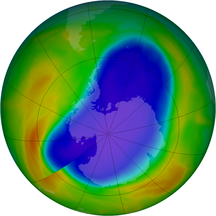 Antarctic ozone map for 21 October 2005